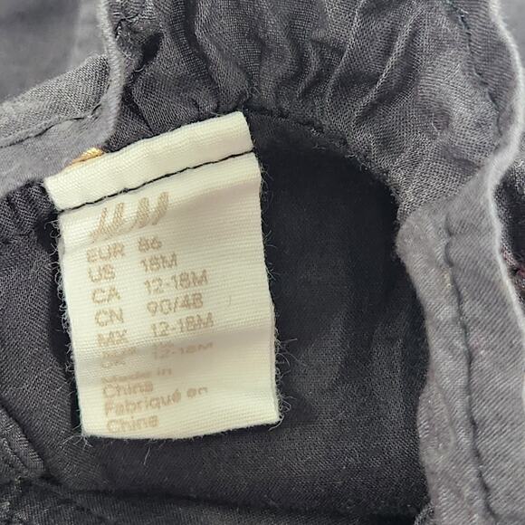 H&M One Piece Mini Dress Infant Baby 12-18M Black Gold Heart Print Puff Sleeves - Picture 4 of 5